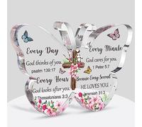 Barydat Cadeaux chrétiens en Acrylique avec versets de la Bible, Cadeaux Religieux pour Femmes et Hommes, Cadeaux Inspirants pour l'écriture en Forme de Papillon, décoration de Salle de prière,