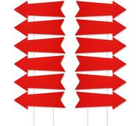 Barydat Lot de 12 panneaux de flèche néon avec piquets en plastique ondulé de cette façon - Panneaux de flèche directionnelle haute visibilité pour mariage, parking extérieur (43,2 x 15,2 cm, rouge)