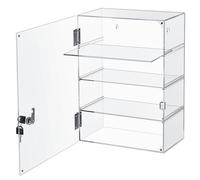 Barydat Vitrine en Acrylique avec Serrure et clé de comptoir - Vitrine Transparente Multifonction pour Magasin de détail (1 pièce, étagères Amovibles, 4 Niveaux)