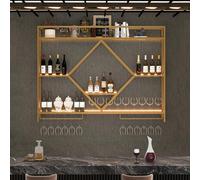 Bas à vin métallique Murale, étagère de Bar, étagère d'alcool, Barre de Murs flottants, Porte-expositive de Rangement de vin en Fer, Porte-vin Moderne avec Porte-Verre à vin pour la Cuisine du Bar