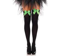 Leg Avenue Bas Autoportant en Nylon avec Nœud Taille Unique Noir/vert