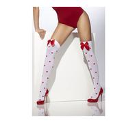 Bas Blanc Coeur Rouge Avec Ruban Taille : Unique Blanc