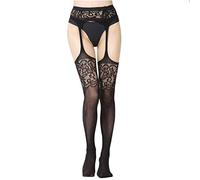 Bas Blanc pour Porte Jarretelle Lingerie Feminine Taille Sexy Suspender Dentelle Plus Collants enfilage Femmes Collants Filet de Poisson Bas Noir Femme Bas Femme pour Porte Jarretelle (A, One Size)