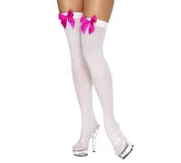 Bas Blancs Avec Noeud Rose Femme Taille Unique Blanc