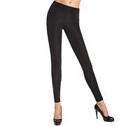 Bas Bleu Legging Noir Moulant avec Revers de Cheville Taille M