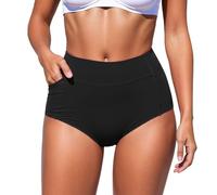Bas De Bikini Femme Taille Haute Gainant avec Poches Et Couverture Complète, Anti-Échauffement, Tissu Résistant Au Chlore, Idéal pour La Natation Et Les Activités Aquatiques Cadeau