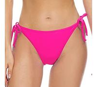 Bas de bikini pour femme avec cordon de serrage latéral, taille moyenne, bas de bikini uni, bas de maillot de bain, culotte extensible respirante, rose vif, L