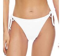 Bas de bikini pour femme avec cordon de serrage latéral, taille moyenne, bas de bikini uni, bas de maillot de bain, culotte extensible respirante, blanc, S