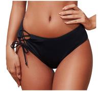 Bas De Bikini Taille Haute pour Femme D'été Maillot de Bain Menstruel avec Cordon de Serrage Sexy String Bas Maillot de Bain Côté Cravate Slip de Bain Short de Sport Bas De Maillot De (02-Black, M)