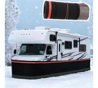 Bas de Caisse pour Voitures avec Bandes Réfléchissantes, Jupe de Camping-Car pour l'hiver Matériau en Feutre Imperméable pour Voitures et Véhicules Tout-Terrain(Rouge,111.5FT/34.0m L)