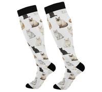 Bas De Compressione Chatons Mignons Chaussette De Compression 50CM | Chaussettes Contention Cyclisme Chaussette Course Pour Varices Fitness Varices