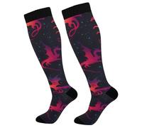 Bas De Compressione Dragon Dégradé Cyclisme Chaussettes Contention 50Cm | Course Chaussettes Haute Femmes Chaussette De Compression Pour Varices Gym Fitness
