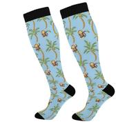 Bas De Compressione Imprimé De Singes Et De Palmiers Sport Sock 50Cm | Respirant Chaussette unisexes Calze A Compressione Pour Gym Fitness Varices