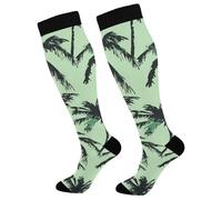 Bas De Compressione Palmiers Verts Femmes Chaussette 50Cm | Cyclisme Chaussettes Haute Course Chaussette De Compression Pour Varices Fitness Entraînement