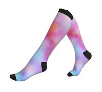 Bas De Compressione Tie-Dye Éclatant Chaussettes Haute 50CM | Chaussette Respirant Calze A Compressione Femmes Pour Fitness Gym Varices