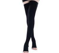 Bas de contention élastiques Legbeauty 23-32 mmHg for soins infirmiers, unisexes, classe médicale 2, for dormir pour Sport, Avion(Open Toe-Black,5XL)