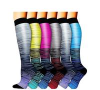 Bas De Contention Lot de 6 paires de chaussettes de compression for hommes et femmes, 15-20 mmHg, idéales for la course à pied, l'athlétisme, la médecine, la grossesse et les voyages(Color4,L/XL)