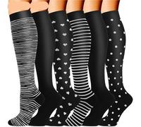 Bas De Contention Lot de 6 paires de chaussettes de compression for hommes et femmes, 15-20 mmHg, idéales for la course à pied, l'athlétisme, la médecine, la grossesse et les voyages(Color5,S/M)