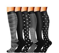 Bas De Contention Lot de 6 paires de chaussettes de compression for hommes et femmes, 15-20 mmHg, idéales for la course à pied, l'athlétisme, la médecine, la grossesse et les voyages(Color3,S/M)