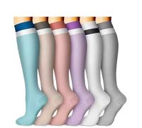 Bas De Contention Lot de 6 paires de chaussettes de compression for hommes et femmes, 15-20 mmHg, idéales for la course à pied, l'athlétisme, la médecine, la grossesse et les voyages(Color5,L/XL)
