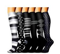 Bas De Contention Lot de 6 paires de chaussettes de compression for hommes et femmes, 15-20 mmHg, idéales for la course à pied, l'athlétisme, la médecine, la grossesse et les voyages(Color1,S/M)