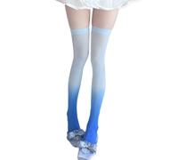 Bas de cuisse longs pour femme extensibles au-dessus du genou en nylon doux opaque en soie, bleu lac, Taille unique