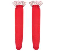 Bas de cuisse montants à rayures avec bande supérieure élastique transparente au-dessus du genou chaussettes longues lingerie bas pour femme, Bas rouges, Taille unique
