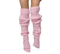 Bas de cuisse tricotés de couleur unie avec motifs en maille creuse extensibles au-dessus du genou Chaussettes longues jambières pour femme, a, Taille unique