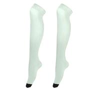 Bas de genou pour femme de style rétro au-dessus du genou - Bas fin et long pour le bureau - Chaussettes de cosplay pour rendez-vous galants - Rayures verticales bleues et jaunes