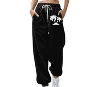Bas De Jogging Femme Pantalon De SurvêTement Imprimé Hawaii ÉLastique Taille avec Poches Workout Sweatpants Hip Hop Grande Taille Pants Mode Respirant VêTement De Loisirs (Black, XXXXL)
