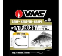 Bas de ligne spécial carpe - VMC Geb. Karp.Gold - doré - hameçon 7110 Black nickel - 35/100 - 10 pièces 1