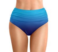 Bas de Maillot de Bain Femme Culotte Taille Haute Gainant Piscine Bas de Bikini Drapé Natation Slip de Bain pour Femme Plage Bikini Bottom Ete Vacances (Bleu, M)