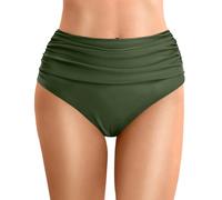 Bas de Maillot De Bain Femme Taille Haute Ruched Bikini Slips Élégant Culotte Couleur Unie Maillot Bain Menstruel Triangle Short de Bain Amincissant Short Gainant Ventre Plat