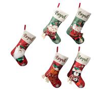Bas de Noël - 5 sacs à chaussettes du Père Noël, sacs à bonbons traditionnels à suspendre pour cheminée, manteau, décorations d'arbre | Décoration de Noëls réutilisable pour fête vacances en famille