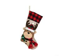 Bas de Noël à suspendre avec figurines de vacances en peluche Bonhomme de neige, cerf, Père Noël, pingouin, biscuit, parfait pour la décoration saisonnière de la maison (cerf)