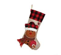 Bas de Noël à suspendre avec figurines de vacances en peluche Bonhomme de neige, cerf, Père Noël, pingouin, biscuit, parfait pour la décoration saisonnière de la maison (biscuit)