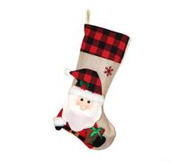 Bas de Noël à suspendre avec figurines de vacances en peluche Bonhomme de neige, cerf, Père Noël, pingouin, biscuit, parfait pour la décoration saisonnière de la maison (Père Noël)