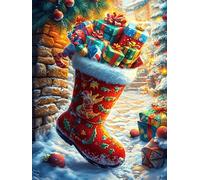 Bas de Noël avec des cadeaux 500 Pièces Puzzle Débutant En Carton Anti-Déchirure Conte de fées d'accompagnement magique Facile Apprentissage Anti-Stress Passe-Temps Cadeau Fête Des Mères Petit Prix 50