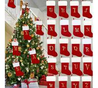 Bas de Noël avec monogramme, Bas de Noël 2026 petits, lettres anglaises de Noël, bas de Noël à suspendre, chaussettes de Noël double face à suspendre à la cheminée pour la décoration de la fête de Noë