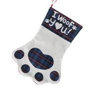 Bas de Noël - Bas imprimé Pat' - Décoration de Noël d'intérieur - Chaussettes de présentation de Noël - Patte de chat - Sac pour enfants - Décorations de Noël pour manteau de maison