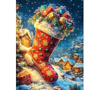 Bas de Noël dans la forêt magique 500 Pieces Casse-tête Personne Âgée En Carton Rigide Sans Déformation Animal mignon de conte de fées Facile Débutant Thérapie Occupationnelle Anti-Stress Petit Prix 5