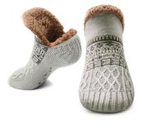 Bas de Noël pour adultes hommes femmes : chaussettes pelucheuses avec poignées pour l'hiver, chaussettes thermiques épaisses et chaudes, confortables, antidérapantes, cadeaux de Noël pour hommes