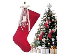 Bas de Noël rouge Chaussettes décoratives festives rouges avec nœud blanc | Décoration bas de Noël Pour Manteau De Cheminée Sapin Mur Porte Maison Chambre Dortoir Fenêtre Fête De