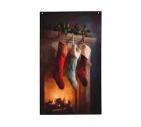 Bas de Noël suspendus près de la cheminée, drapeaux de maison, 9,1 x 1,5 m, bannière de vœux avec œillets, décoration d'intérieur et d'extérieur