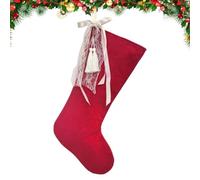 Bas de Noël traditionnel Chaussettes Traditionnelles Rouges Avec Nœud Blanc | Décoration bas de Noël Pour la Maison les Chambres Dortoirs Fenêtres Portes Sapins Manteaux Cheminées Fêtes