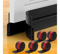 Bas de Porte Anti-Courant d'air & étanchéité Porte - Bas Boudin de Porte Isolant (Rapide à Installer),idéal pour Porte d'entrée l'isolation Joint Contre Le Froid, Le Bruit (Noir, 1Mx5PACK)