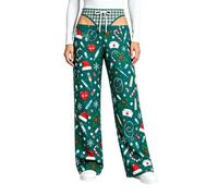 Bas de pyjama à jambes larges pour femmes, bas de pyjama de Noël pour | Pantalon de pyjama de Noël à taille découpée pour infirmière avec faux sous-vêtements pour les vacances
