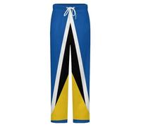Bas De Pyjama En Flanelle Pour Femme Pantelon De Détente Long Et Doux Confortable Jambes Larges Imprimé Drapeau De Sainte-Lucie Pantalon De Nuit Décontracté Avec Cordon De Serrage Grande Taille S