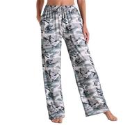 Bas de Pyjama Femme Long Pantalon de Pyjama à Carreaux Pantalon de Nuit Confortable Pantalon de Loisirs avec Taille élastique Ample Pas Cher Nightwear