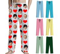 Bas de Pyjama Femme Personnalisée Avec Photo de visage Pantalon Pyjama Homme Personnalisé Avec Image pour Couples Famille Amis Cadeau Personnalisable drôles Noël Halloween Anniversaire Saint Valentin